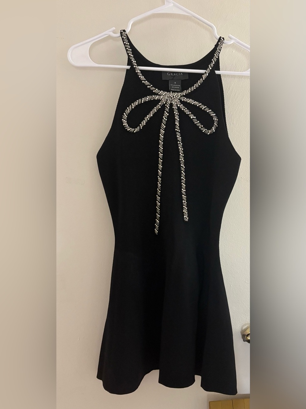Gracia Black Embellished Radiant-Neck Sweater